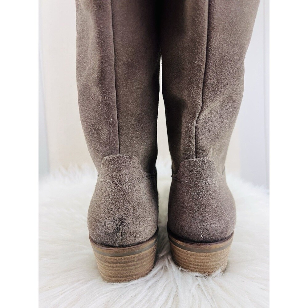 FRYE Cara Tall Taupe Gray Suede Boho Slouchy Western Festival Riding Boots 7.5M - Picture 6 of 9